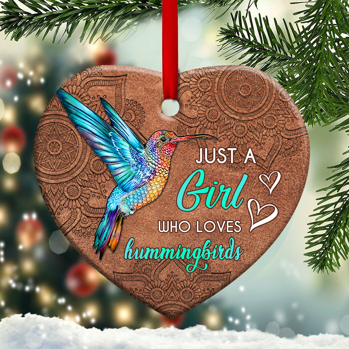 Hummingbird Just A Girl Who Loves Hummingbirds Hummingbird - Heart Aluminium Ornament (Printed On Both Sides) 1122