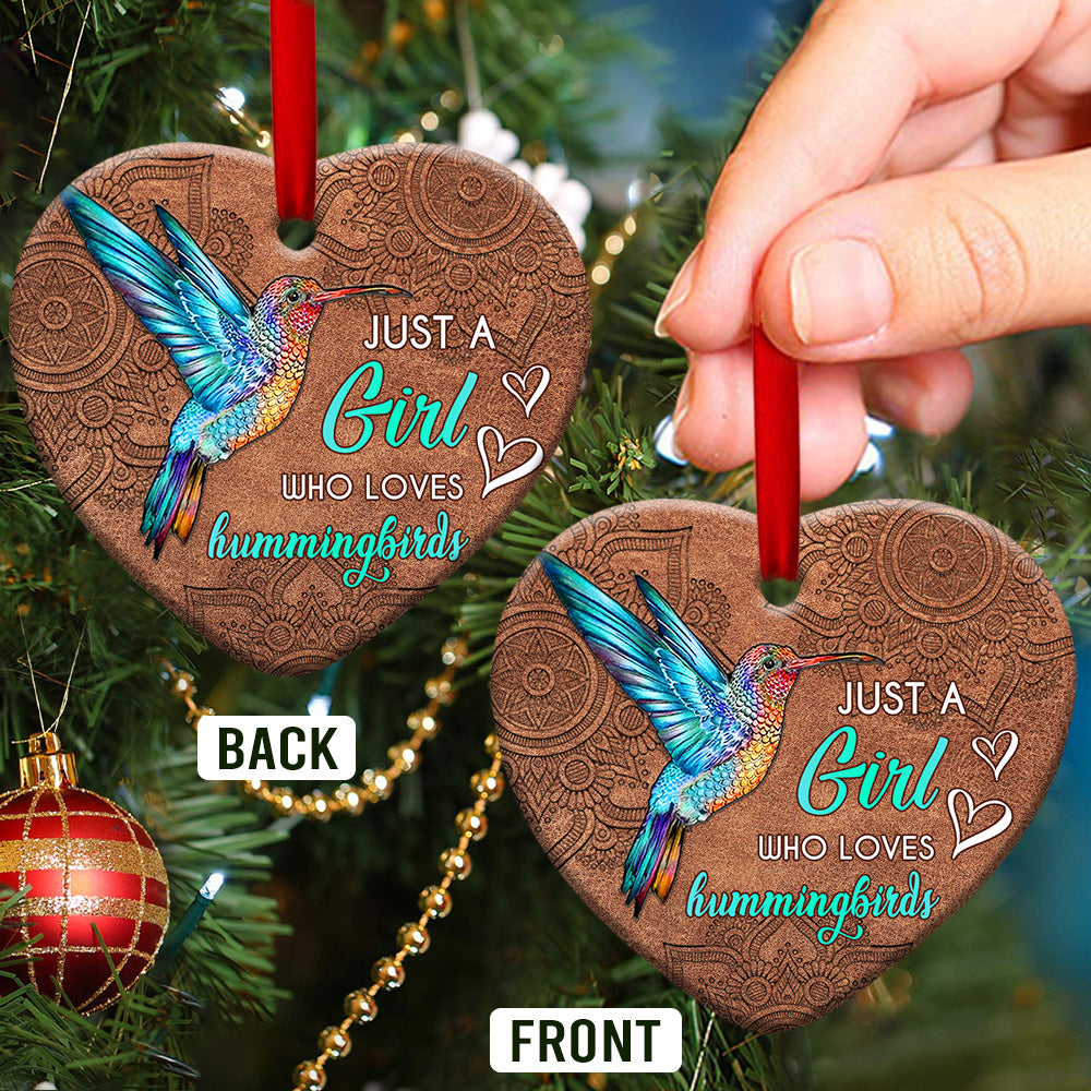 Hummingbird Just A Girl Who Loves Hummingbirds Hummingbird - Heart Aluminium Ornament (Printed On Both Sides) 1122