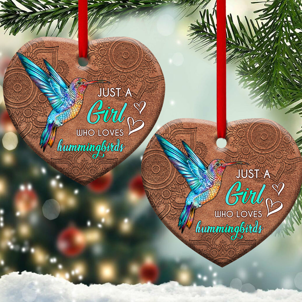 Hummingbird Just A Girl Who Loves Hummingbirds Hummingbird - Heart Aluminium Ornament (Printed On Both Sides) 1122