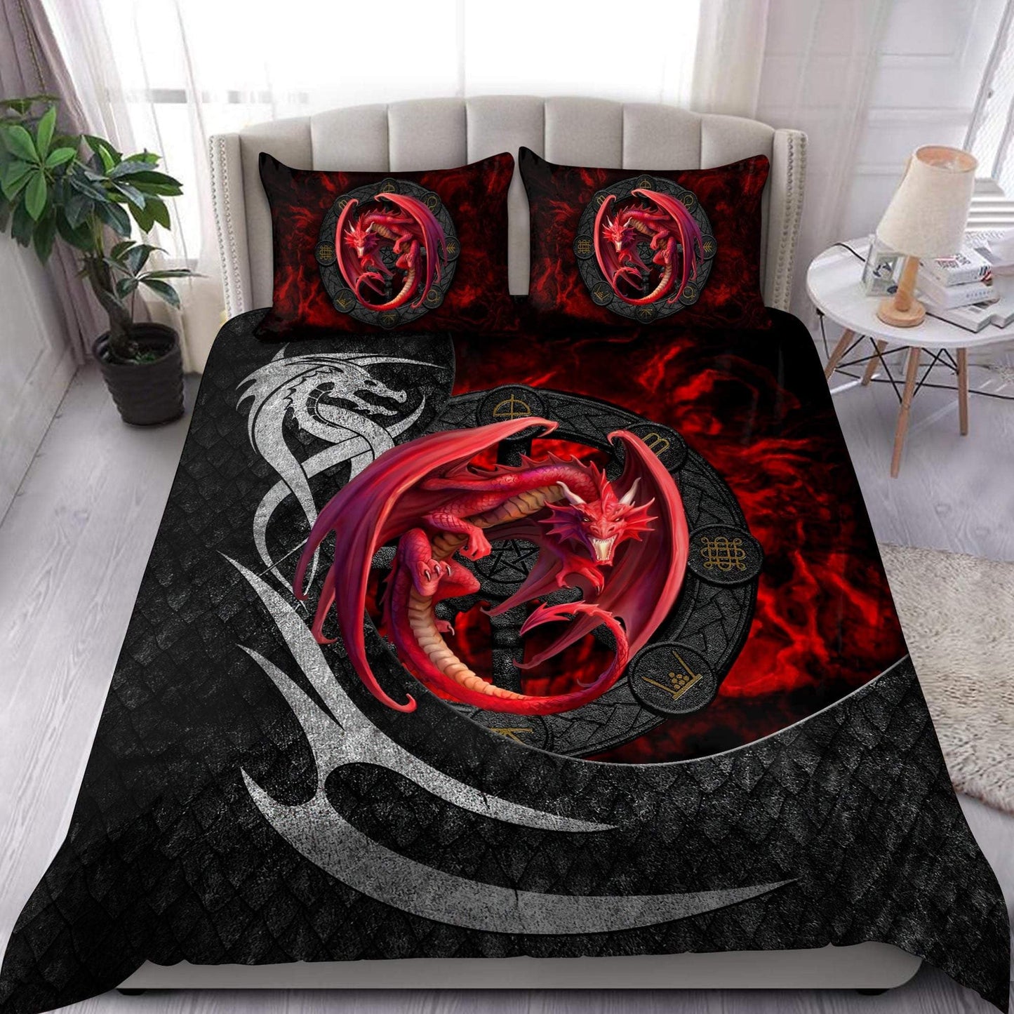 Red Dragon Graphic - Dragon Lover - Dragon Bedding Set 0921