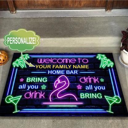 Welcome Home Bar - Cocktail Personalized Doormat