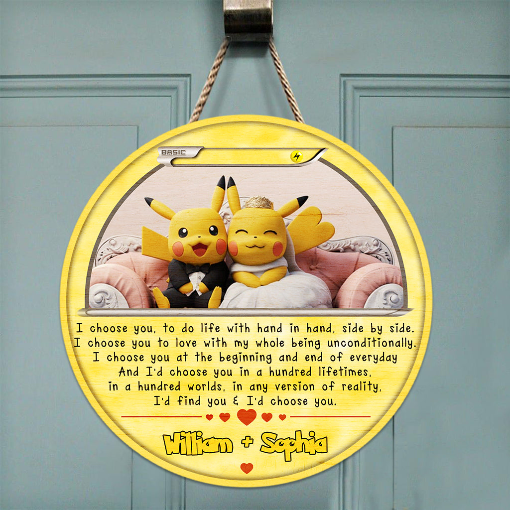 I Choose You - Personalized Monster Trainer Round Wood Sign