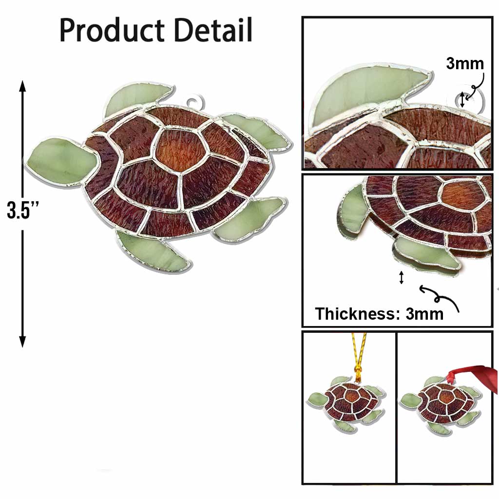 Brown Turtle - Christmas Turtle Ornament (Printed On Both Sides)