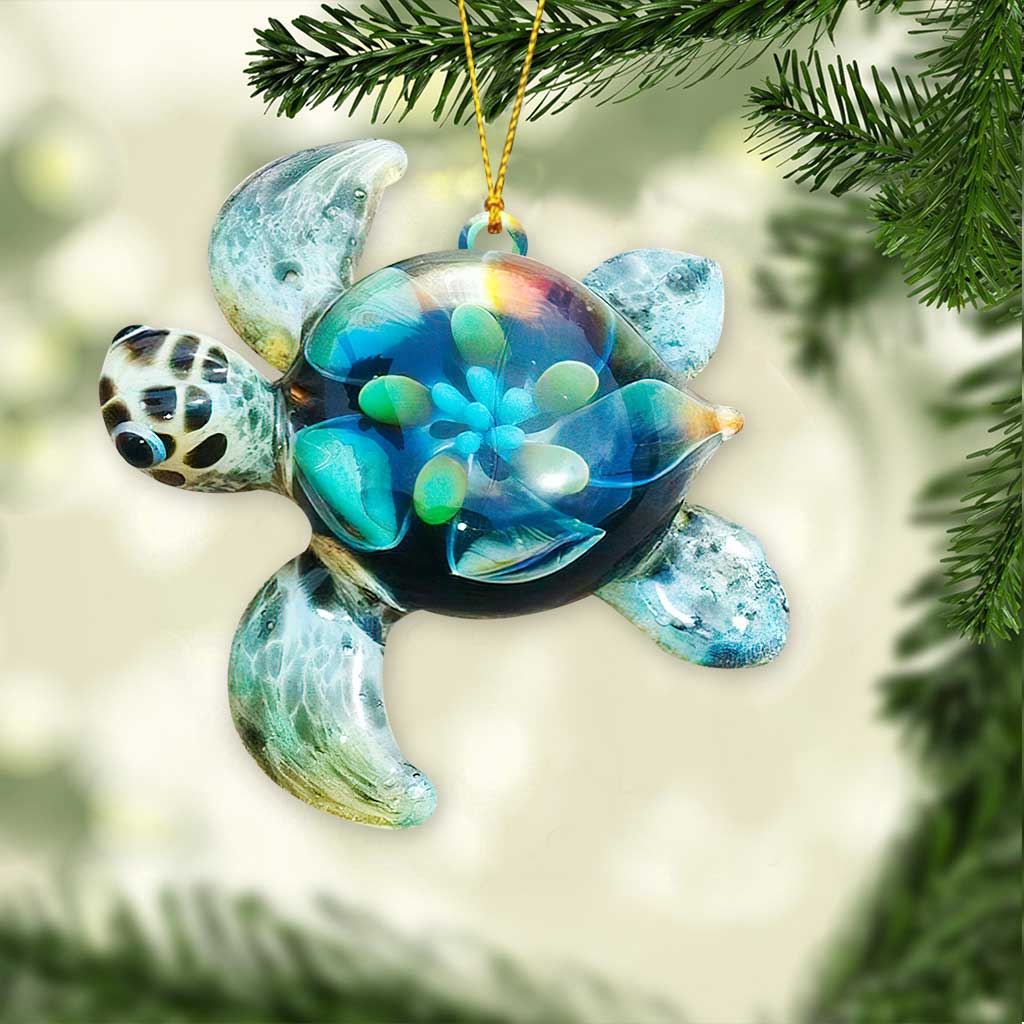 Flower Turtle - Christmas Turtle Ornament (Printed On Both Sides)