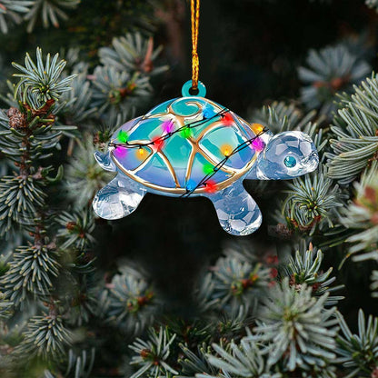 Blue Turtle 2 - Christmas Turtle Ornament (Printed On Both Sides)