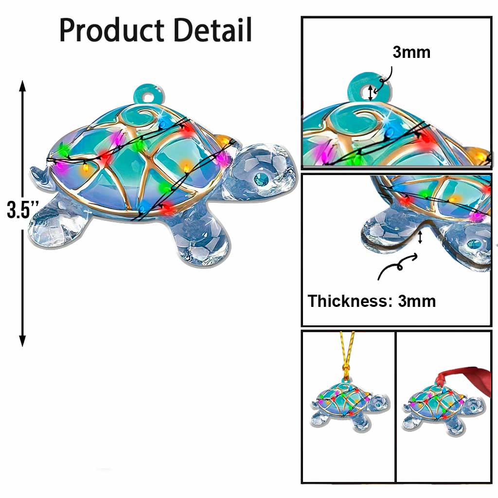 Blue Turtle 2 - Christmas Turtle Ornament (Printed On Both Sides)