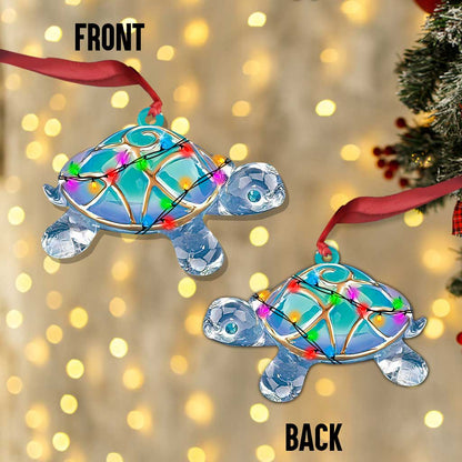 Blue Turtle 2 - Christmas Turtle Ornament (Printed On Both Sides)