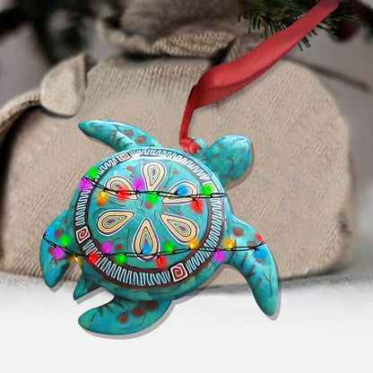 Blue Turtle - Christmas Turtle Ornament (Printed On Both Sides)