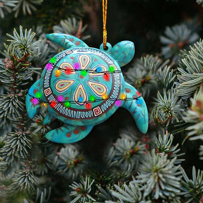 Blue Turtle - Christmas Turtle Ornament (Printed On Both Sides)