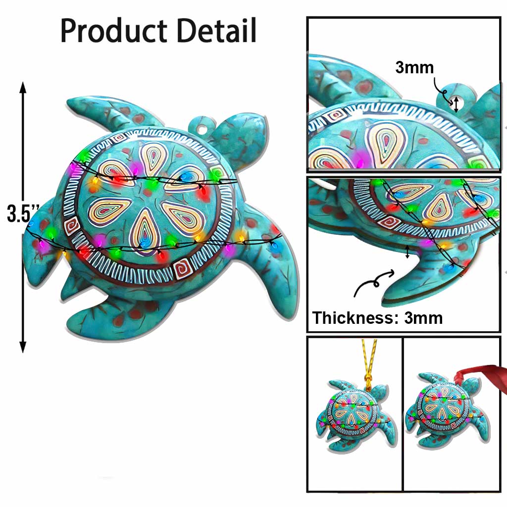 Blue Turtle - Christmas Turtle Ornament (Printed On Both Sides)