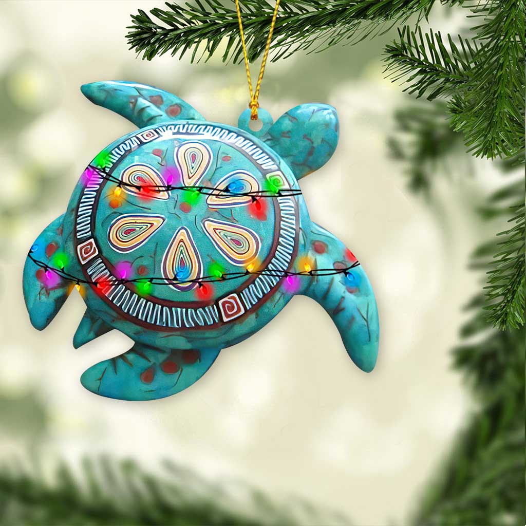 Blue Turtle - Christmas Turtle Ornament (Printed On Both Sides)