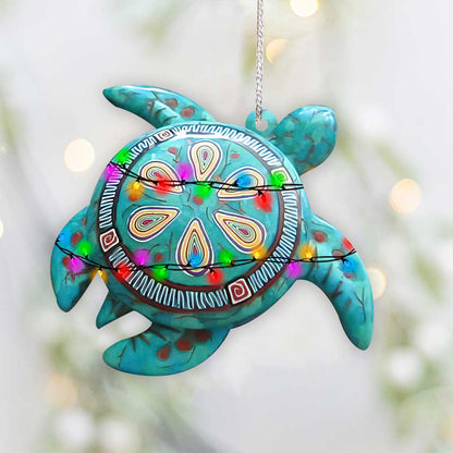 Blue Turtle - Christmas Turtle Ornament (Printed On Both Sides)