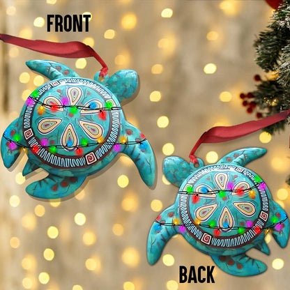 Blue Turtle - Christmas Turtle Ornament (Printed On Both Sides)