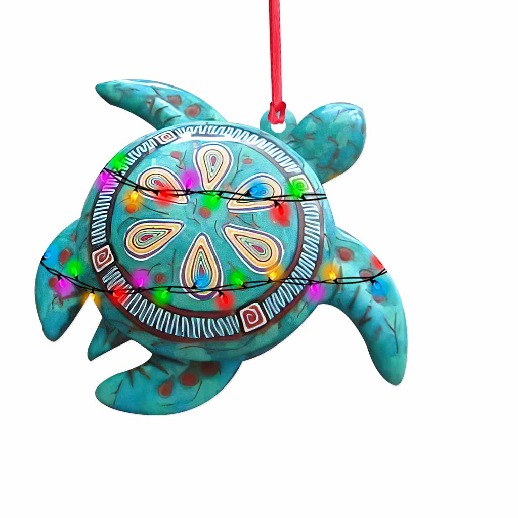 Blue Turtle - Christmas Turtle Ornament (Printed On Both Sides)