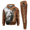 Love Horses - Personalized Horse Hoodie and Sweatpants With Leather Pattern Print