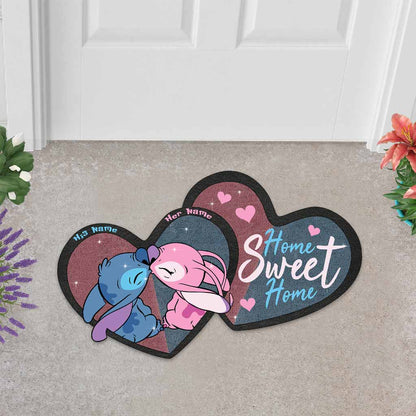 Home Sweet Home - Personalized Couple Ohana Shaped Doormat