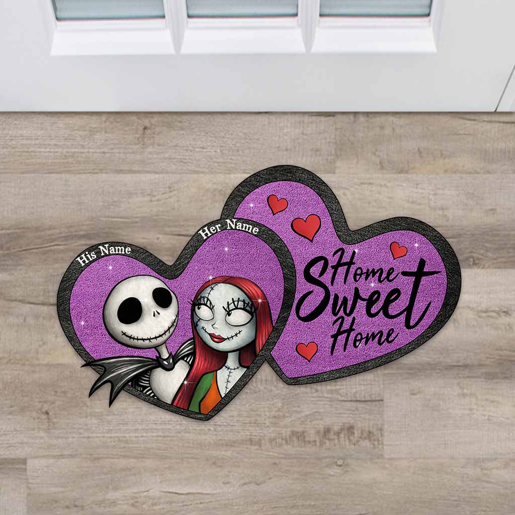 Home Sweet Home - Personalized Couple Nightmare Shaped Doormat