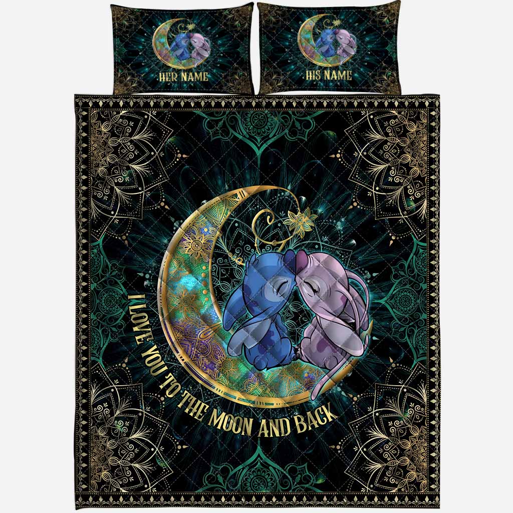 I Love You To The Moon And Back - Personalized Quilt Set