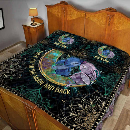 I Love You To The Moon And Back - Personalized Quilt Set