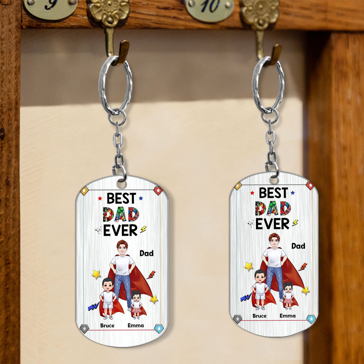 Super Dad Super Mom - Personalized Mother’s Day Father's Day Father Stainless Steel Keychain