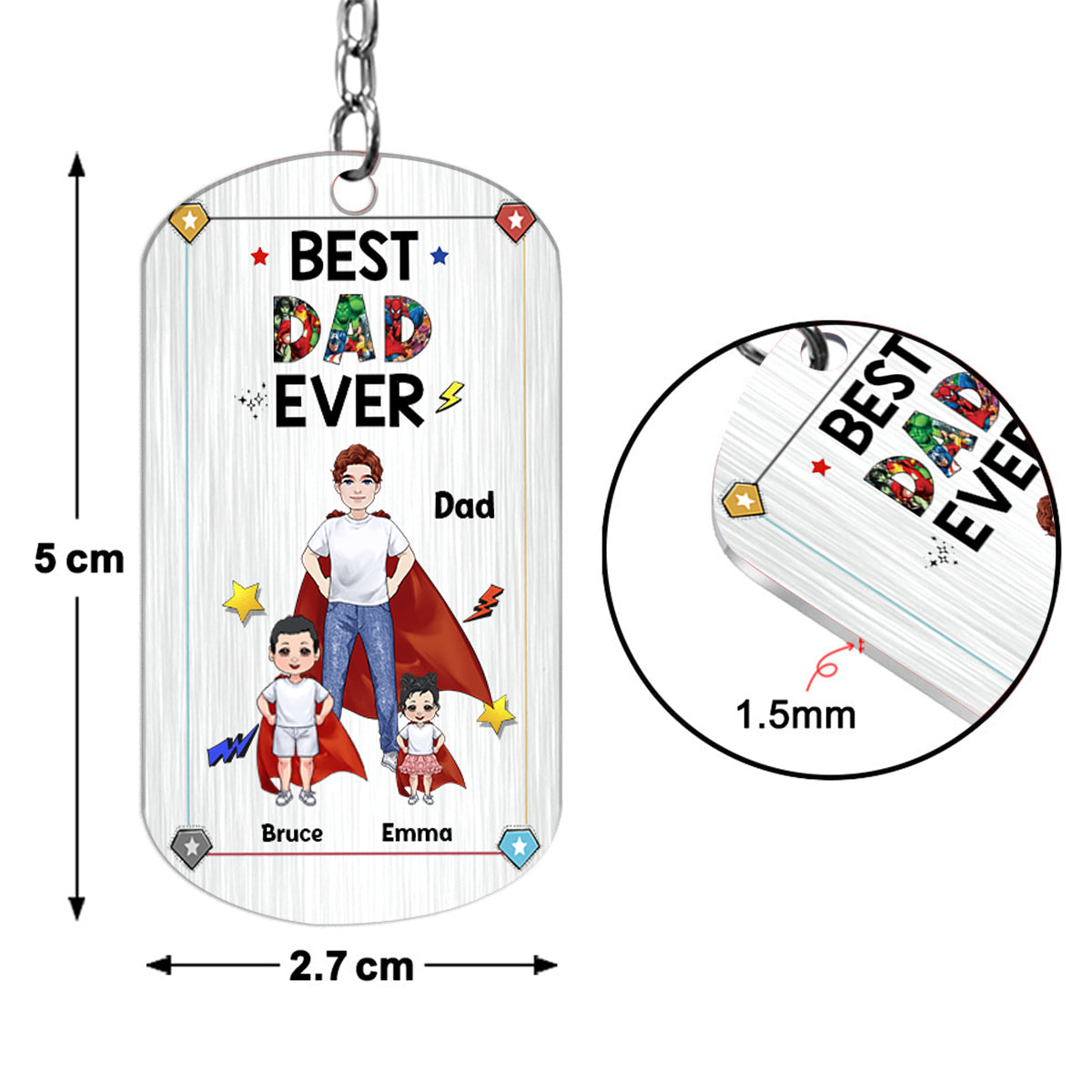 Super Dad Super Mom - Personalized Mother’s Day Father's Day Father Stainless Steel Keychain