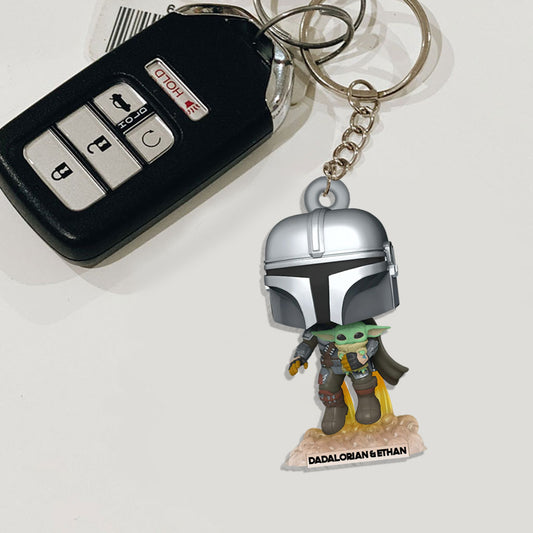 Dadalorian - Personalized The Force Keychain (Printed On Both Sides)