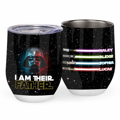 I Am Their Father - Personalized Father's Day The Force Wine Tumbler