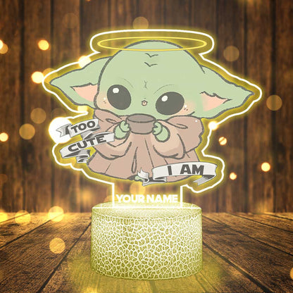 Too Cute I Am - Personalized The Force Shaped Plaque Light Base