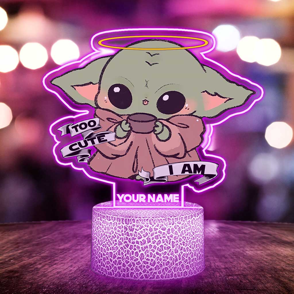 Too Cute I Am - Personalized The Force Shaped Plaque Light Base