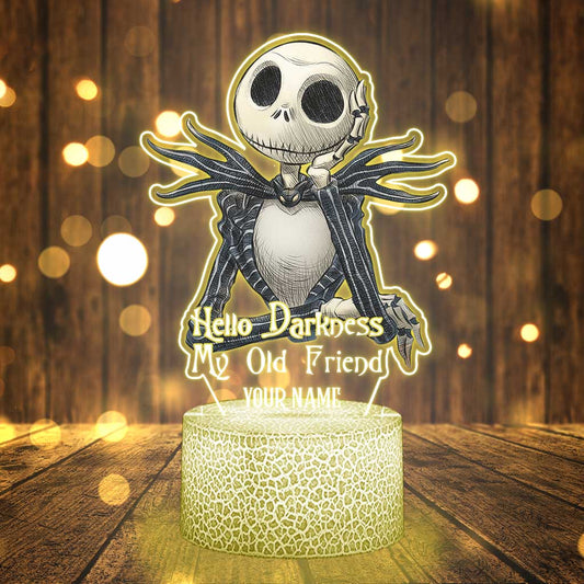 Hello Darkness My Old Friend - Personalized Nightmare Shaped Plaque Light Base