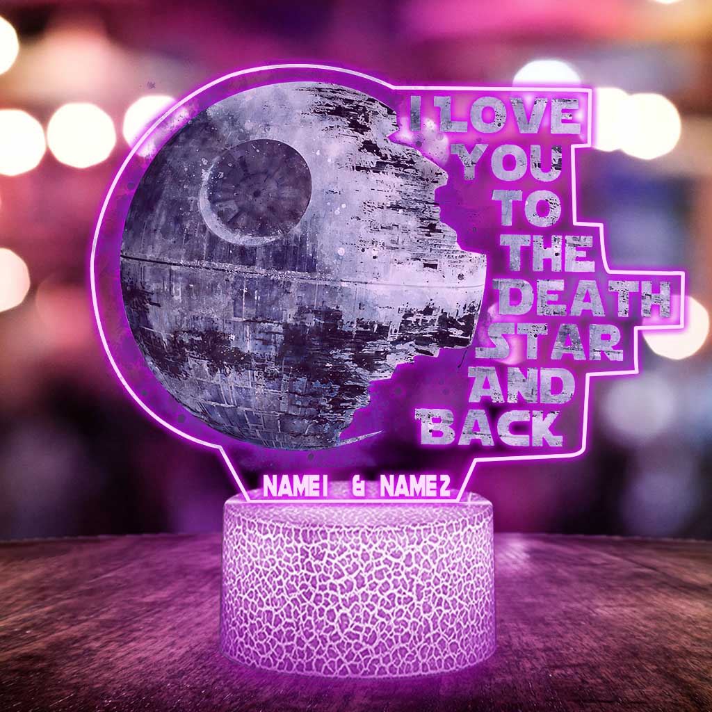 I Love You To The Death Star And Back - Personalized Couple The Force Shaped Plaque Light Base