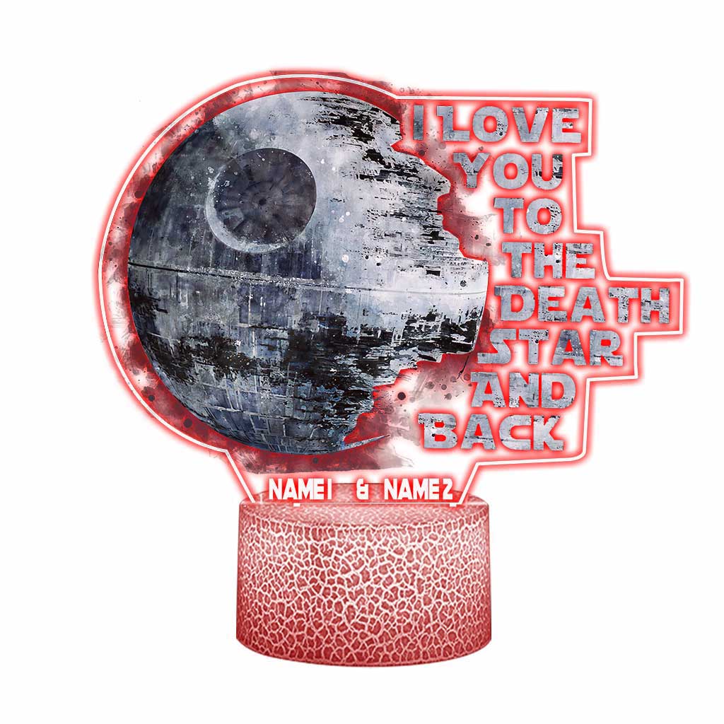 I Love You To The Death Star And Back - Personalized Couple The Force Shaped Plaque Light Base