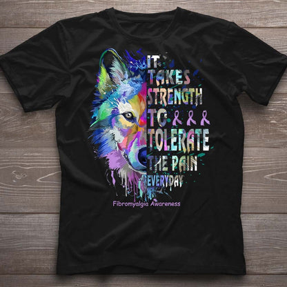 It Takes Strength Purple Wolf - Fibromyalgia Awareness T-shirt and Hoodie 112021