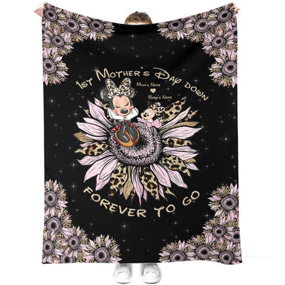 1st Mother's Day Down Forever To Go - Personalized Mother's Day Blanket