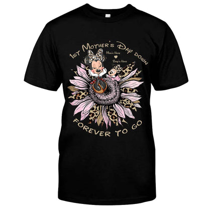 1st Mother's Day Down Forever To Go - Personalized Mother's Day T-shirt and Hoodie