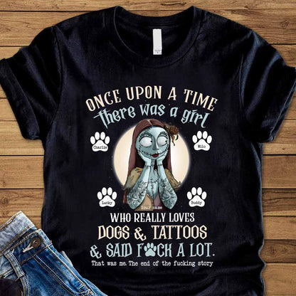 A Girl Who Really Loves Dog Tattoo - Personalized T-shirt and Hoodie