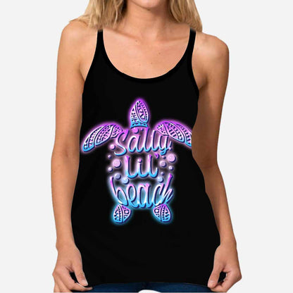 Salty Lil Beach - Personalized Turtle Cross Tank Top