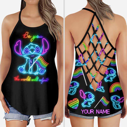 Be You Rainbow Pride - Personalized LGBT Support Cross Tank Top