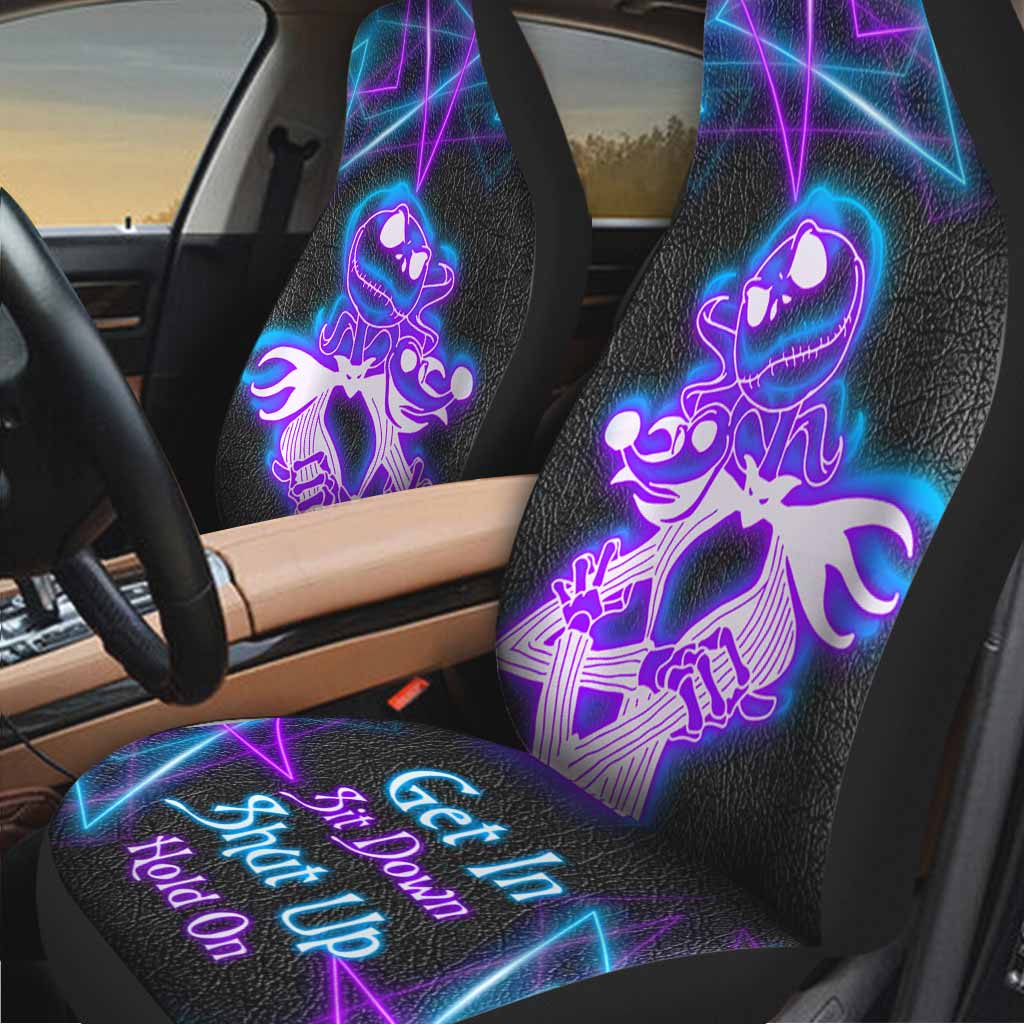 Get In Sit Down Shut Up Hold On - Nightmare Seat Covers With Leather Pattern Print