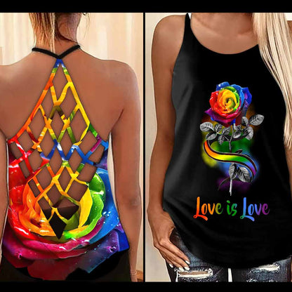 Love Is Love - LGBT Support Cross Tank Top