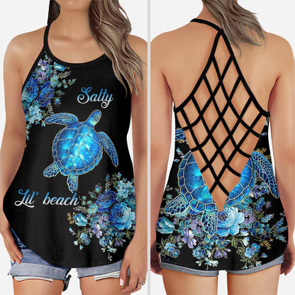 Salty Lil' Beach -Turtle Cross Tank Top