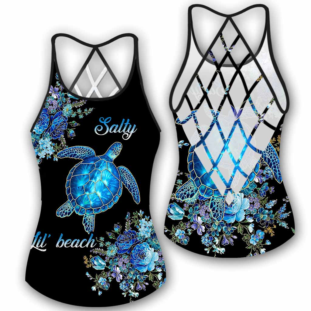 Salty Lil' Beach -Turtle Cross Tank Top