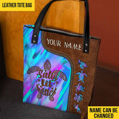 Salty Lil' Beach - Turtle Personalized Tote Bag