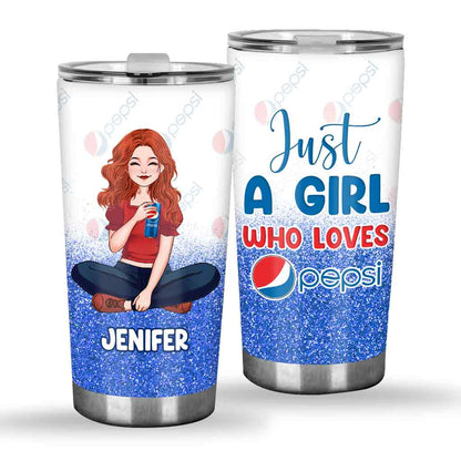 Just A Girl Who Loves Soft Drink - Personalized Blue Soft Drink Tumbler