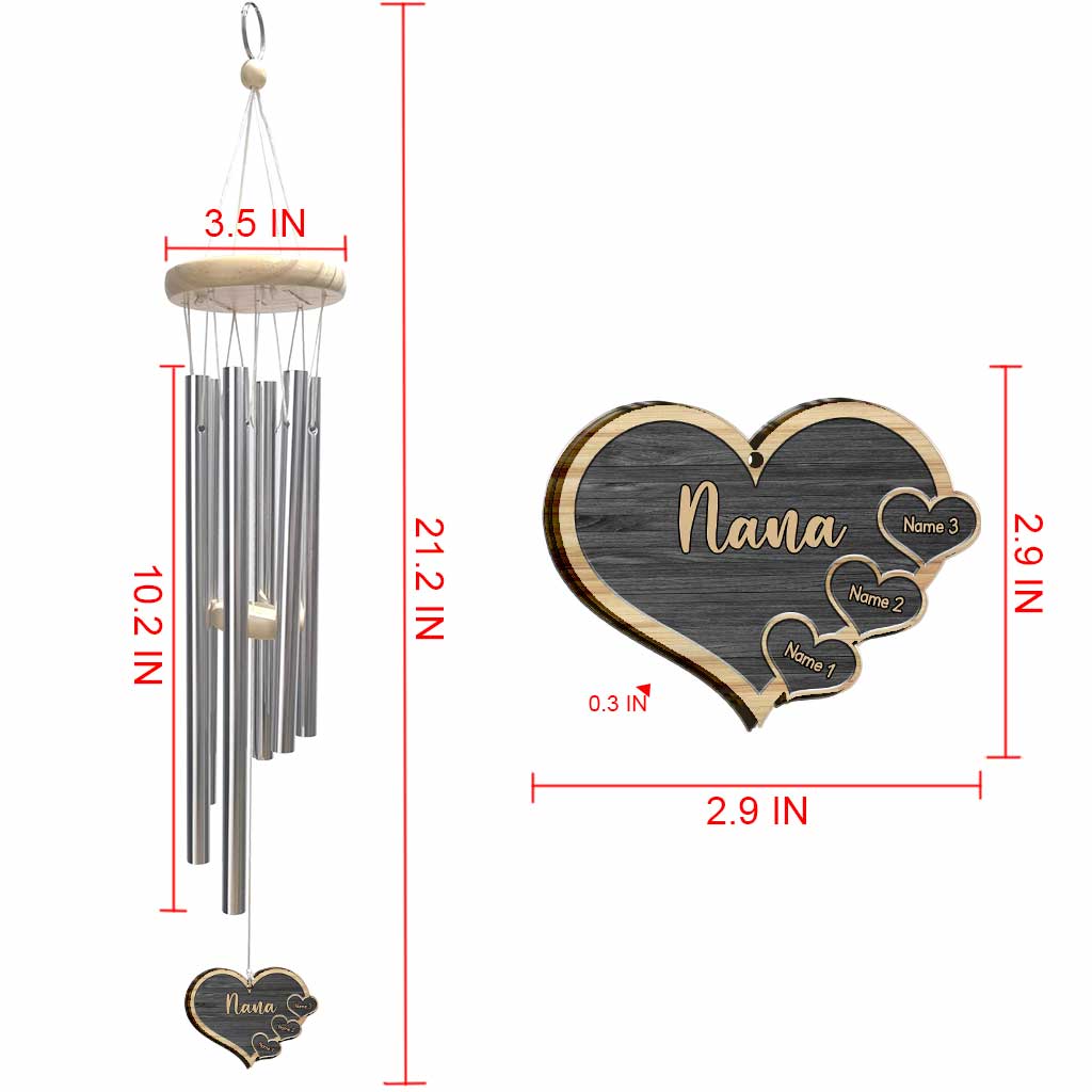 Nana's Hearts - Personalized Grandma Wind Chime