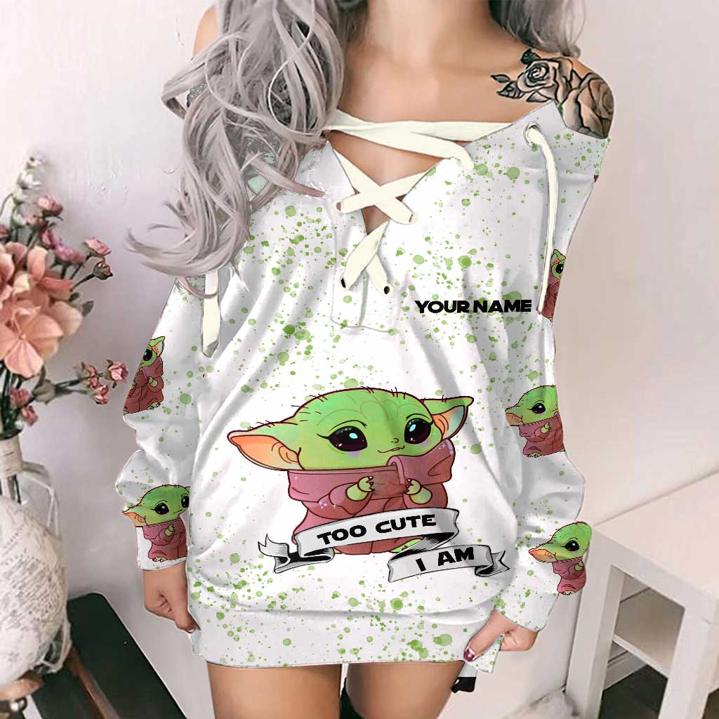 Too Cute I Am - Personalized The Force Off Shoulder Long Sleeve Dress