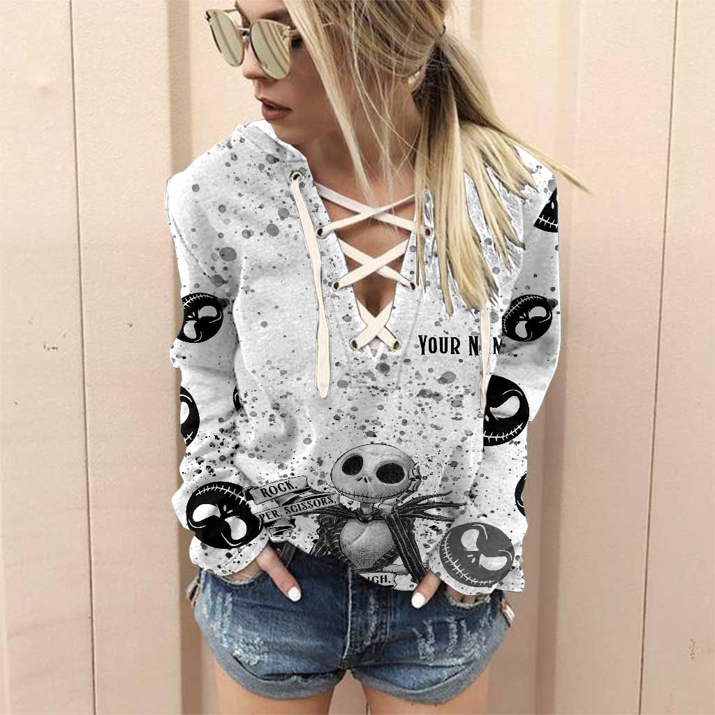 Rock Paper Scissors - Personalized Nightmare Off Shoulder Long Sleeve Dress