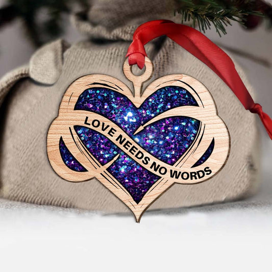 Love Needs No Words - Personalized Autism Awareness Layered Wood Ornament