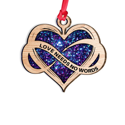 Love Needs No Words - Personalized Autism Awareness Layered Wood Ornament