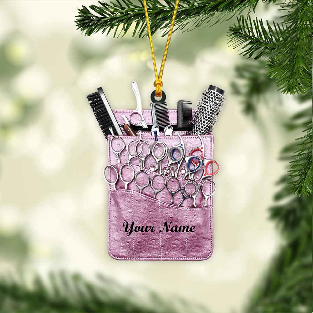 Love Is In The Hair - Personalized Christmas Hairdresser Ornament (Printed On Both Sides)